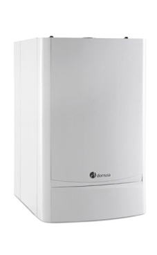 Domusa EVOL TOP 25 ACU de 23,5 KW con acumuladorde 21 litros con placa de conexiones y kit de evacuación (caldera GN mural estanca mixta de condensación)