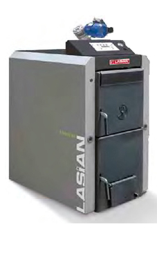 Lasian BIOMAX 50 caldera de pie de policombustibles sólidos(para pellets, cascara de almendra, orujillo, hueso de oliva,etc,...) de 50 KW.solo calefacción.(11.200 a 41.300 Kcal./h.) de encendido automático (caldera para biomasa de policombustibles)