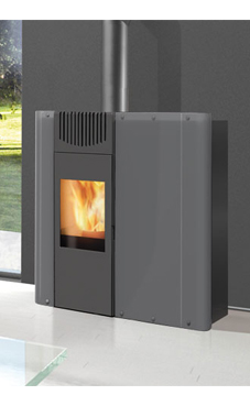 EDILKAMIN modelo DEMY de 10 Kw. Sistema E-Brusher para permitir una duradera limpieza crisol. Estufa que utiliza tanto leña como pellet. Funcionamiento a convección natural. Independiente del aire ambiente. Fuego de material refractario. Puerta de fundici