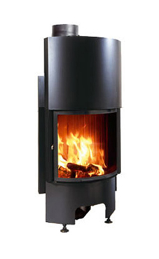 EDILKAMIN modelo AIRFIRE PUERTA GUILLOTINA CURVO de 10 Kw tiro natural.Salida humos hembra Ø 20 cm.