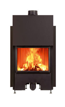 EDILKAMIN modelo AIRFIRE PUERTA GUILLOTINA PLANO de 10 Kw tiro natural.Salida humos hembra Ø 20 cm.