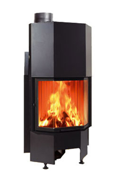 EDILKAMIN modelo AIRFIRE PUERTA GUILLOTINA PRISMATICO de 10 Kw tiro natural.Salida humos hembra Ø 20 cm.