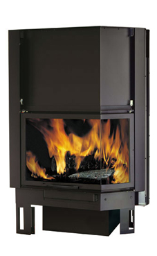 EDILKAMIN modelo TEKNO 2 ABIERTO UN LADO V de 15,4 Kw ventilación forzada.Salida humos hembra Ø 25 cm.
