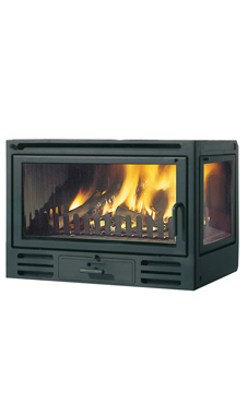 EDILKAMIN modelo RIGA 49 Cristal plano abierto un lado 12 Kw.ventilación forzada