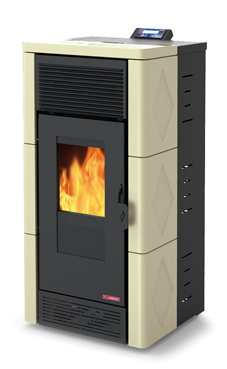 LASIAN modelo STROMBOLI de  3,8 a 12 Kw. calentamiento mediante aire de 12 KW de potencia térmica máxima. Capacidad de calentamiento de 200 m3 (modelos en burdeos y beige)  con mando a distancia.