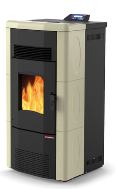 LASIAN modelo TEIDE PLUS de  3,8 a 10 Kw. calentamiento mediante aire canalizable de 10 KW de potencia térmica máxima. Capacidad de calentamiento de 170 m3 (modelos en burdeos y beige)  con mando a distancia.