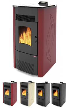 LASIAN modelo ERTA de  3,6 a 10 Kw. calentamiento mediante aire, de 10 KW de potencia térmica máxima. Capacidad de calentamiento de 170 m3 (modelos en burdeos, beige, gris y negro) , mando a distancia ,sin limpieza automática.