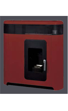 GREENHEISS modelo ELISA PHANTOM HIDRO 17 Kw. Acabados marfil  y  rojo. Depósito de pellet de 18 Kg.con programación semanal y mando a distancia.