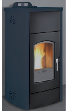 GREENHEISS modelo GRETA de 18 Kw.  Acabados antracita, cuero, plata, salmon ,marfil  y rojo burdeos Depósito de pellet de 25 Kg.con programación semanal y mando a distancia.