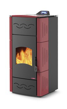 LASIAN modelo HEARD de 5,6 a 20 Kw. (pellet y policumbustibles) calentamiento mediante agua, de 20 KW de potencia térmica máxima. Capacidad de calentamiento de 345 m3 (modelos en burdeos y beige) programable, con bomba, vaso de expansión, válvula de segur