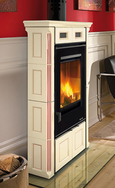 NORDICA-EXTRAFLAME modelo DORIS 6 Kw silk vogue amatista Profundidad 30 cmtrs Revestimiento de mayòlica echo y decorado a mano  Cajòn ceniza extraìble  hogar en Ironker  Vidrio ceramica resistente hasta 750°