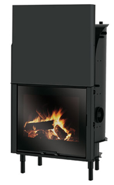 EDILKAMIN modelo H2 OCEANO 15  C/ S de 14,8 Kw.salida humos hembra Ø 18 cm. Con serpentin y válvula de seguridad incorporada. Fuego de acero, plano fuego de fundición y cristal plano, con posibilidad de asador. Chimenea de leña con caldera que envuelve el