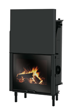 EDILKAMIN modelo H2 OCEANO C/S 23 de 22,2 Kw.Serpentin y válvula de seguridad incorporados. Salida humos hembra Ø 22 cm. fuego de acero, plano fuego de fundición y cristal plano, con posibilidad de asador.
